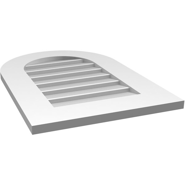 Ekena Millwork Round Top Surface Mount PVC Gable Vent: Non-Functional, w/ 3-1/2"W x 1"P Standard Frame, 18"W x 26"H - GVPRT18X2601SN