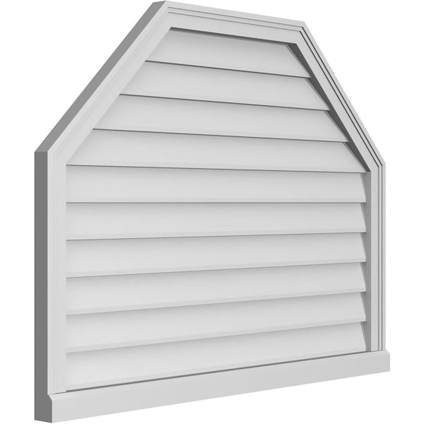 Ekena Millwork Octagonal Top Surface Mount PVC Gable Vent w/ 2"W x 2"P Brickmould Sill Frame, 42"W x 32"H - GVPOT42X3203SN