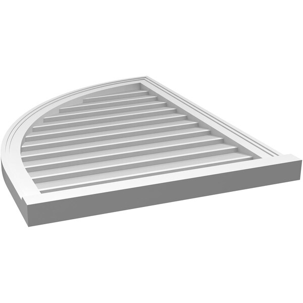 Ekena Millwork Quarter Round Top Left Surface Mount PVC Gable Vent w/ 2"W x 2"P Brickmould Sill Frame, 26"W x 34"H - GVPQL26X3403SN