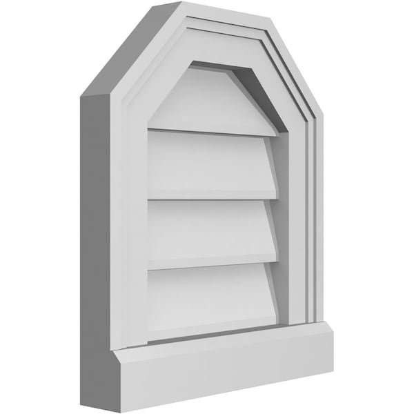 Ekena Millwork Octagonal Top Surface Mount PVC Gable Vent w/ 2"W x 2"P Brickmould Sill Frame, 12"W x 14"H - GVPOT12X1403SN