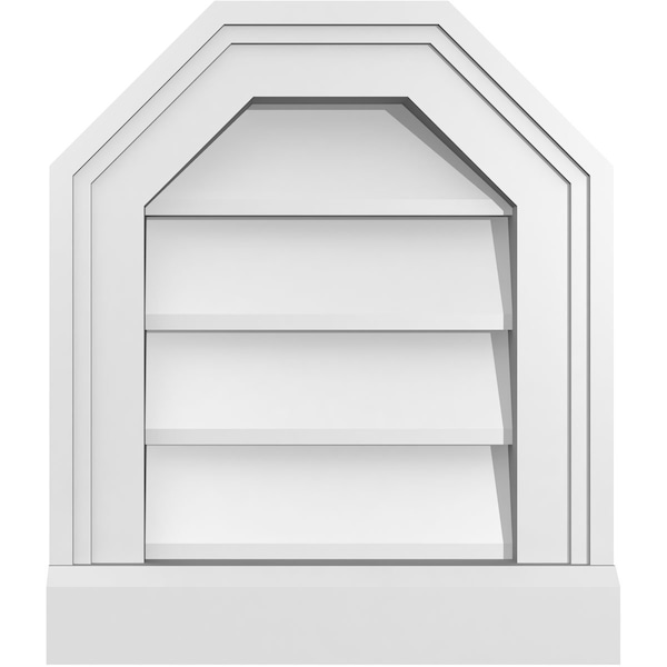 Ekena Millwork Octagonal Top Surface Mount PVC Gable Vent w/ 2"W x 2"P Brickmould Sill Frame, 12"W x 14"H - GVPOT12X1403SN