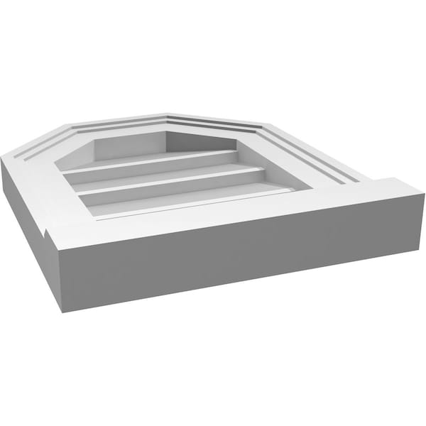 Ekena Millwork Octagonal Top Surface Mount PVC Gable Vent w/ 2"W x 2"P Brickmould Sill Frame, 12"W x 14"H - GVPOT12X1403SN