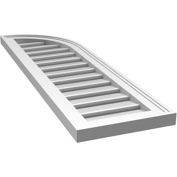 Ekena Millwork Quarter Round Top Right Surface Mount PVC Gable Vent w/ 2"W x 1-1/2"P Brickmould Frame, 12"W x 40"H - GVPQR12X4002SF