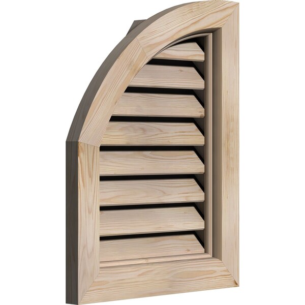 Ekena Millwork Quarter Round Top Left Primed, Functional, Pine Gable Vent w/ Brick Mould Face Frame, 08"W x 20"H - GVWQL08X2000SFPPI