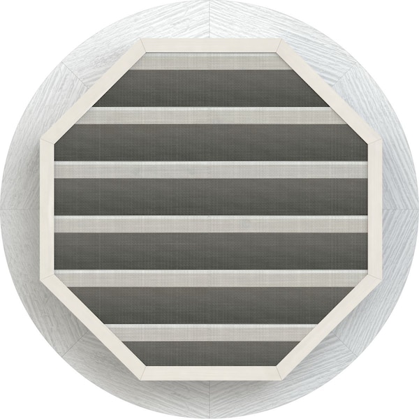 Ekena Millwork Round Gable Vent, Functional, Western Red Cedar Gable Vent w/ 1" x 4" Flat Trim Frame, 34"W x 34"H - GVWRO34X3401RFPWR