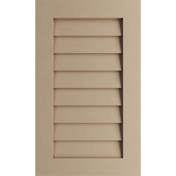 Ekena Millwork Timberthane Rustic Smooth Vertical Faux Wood Non-Functional Gable Vent, Primed Tan, 36"W x 42"H - GVURVE36X42DSMPR