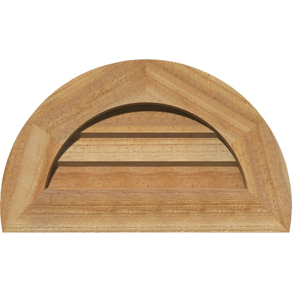 Ekena Millwork Half Round Gable Vent Western Red Cedar Gable Vent w/Decorative Face Frame, 36"W x 18"H - GVWHR36X1802RDUWR