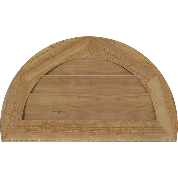 Ekena Millwork Half Round Gable Vent Western Red Cedar Gable Vent w/Decorative Face Frame, 36"W x 18"H - GVWHR36X1802RDUWR