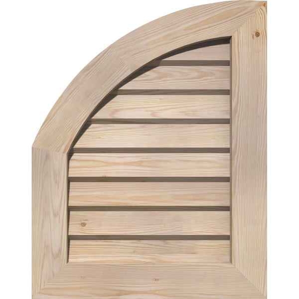 Ekena Millwork Quarter Round Top Left Non-Functional, Pine Gable Vent w/ Decorative Face Frame, 10"W x 14"H - GVWQL10X1402SDUPI