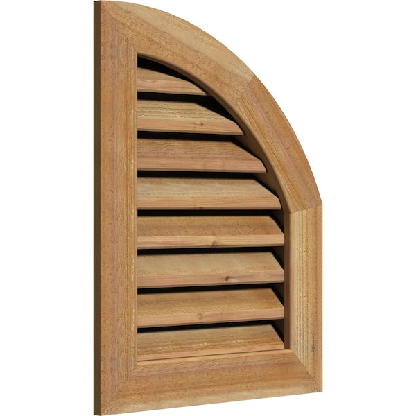 Ekena Millwork Quarter Round Top Right Western Red Cedar Gable Vent w/1" x 4" Flat Trim Frame, 06"W x 16"H - GVWQR06X1601RFUWR