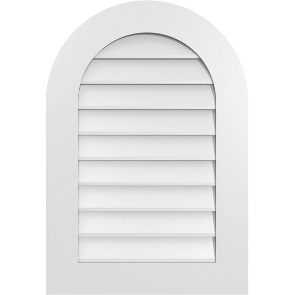 Ekena Millwork Round Top Surface Mount PVC Gable Vent: Non-Functional, w/ 3-1/2"W x 1"P Standard Frame, 22"W x 32"H - GVPRT22X3201SN