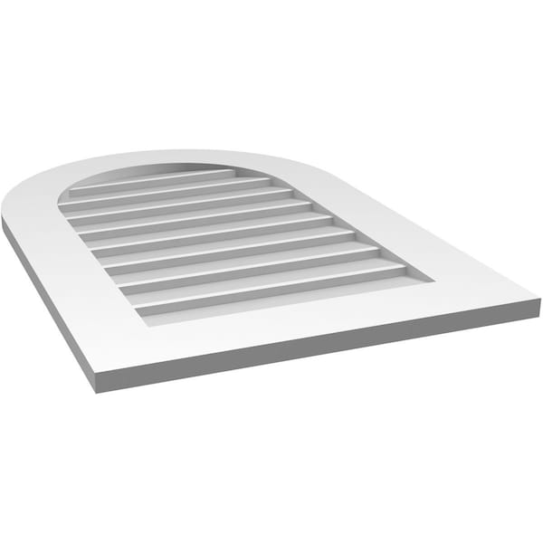 Ekena Millwork Round Top Surface Mount PVC Gable Vent: Non-Functional, w/ 3-1/2"W x 1"P Standard Frame, 22"W x 32"H - GVPRT22X3201SN