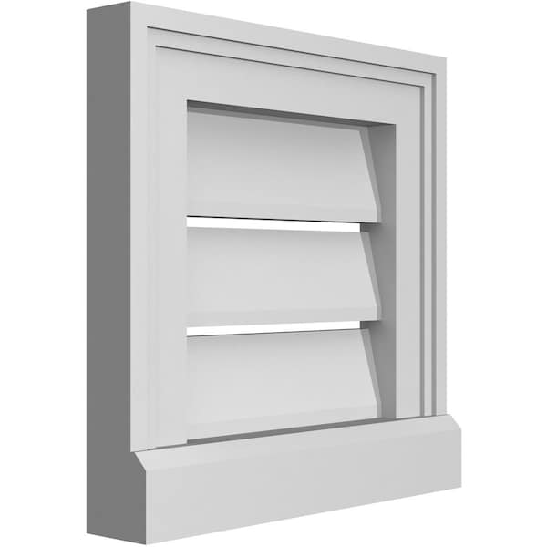 Ekena Millwork Vertical Surface Mount PVC Gable Vent: Functional, w/ 2"W x 2"P Brickmould Sill Frame, 12"W x 12"H - GVPVE12X1203SF