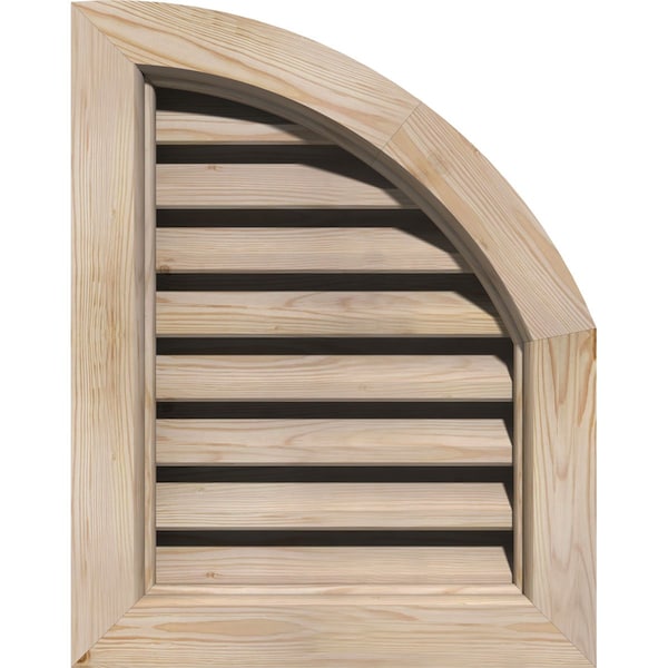 Ekena Millwork Quarter Round Top Right Functional, Pine Gable Vent w/ Brick Mould Face Frame, 12"W x 32"H - GVWQR12X3200SFUPI