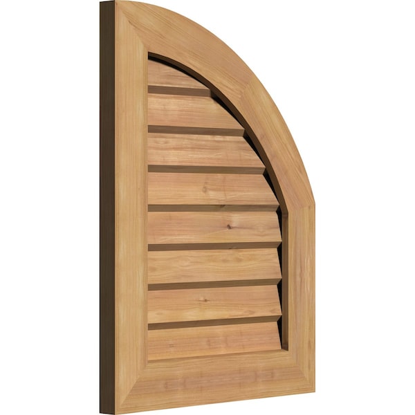 Ekena Millwork Quarter Round Top Right Western Red Cedar Gable Vent w/Decorative Face Frame, 10"W x 30"H - GVWQR10X3002SDUWR
