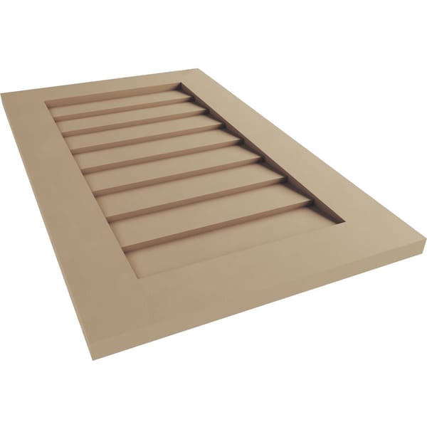 Ekena Millwork Timberthane Rustic Smooth Vertical Faux Wood Non-Functional Gable Vent, Primed Tan, 16"W x 18"H - GVURVE16X18DSMPR