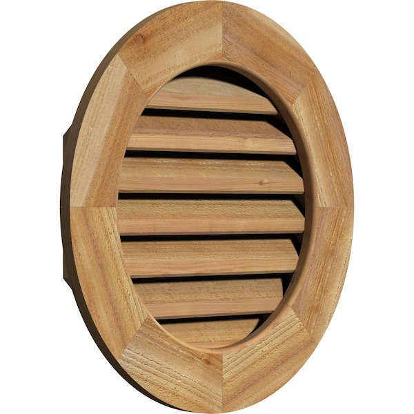 Ekena Millwork Round Gable Vent Functional, Western Red Cedar Gable Vent w/ 1" x 4" Flat Trim Frame, 20"W x 20"H - GVWRO20X2001RFUWR