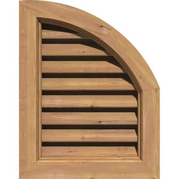 Ekena Millwork Quarter Round Top Right Functional Western Red Cedar Gable Vnt w/Brick Mould Face Frame, 09"W x 30"H - GVWQR09X3000SFUWR