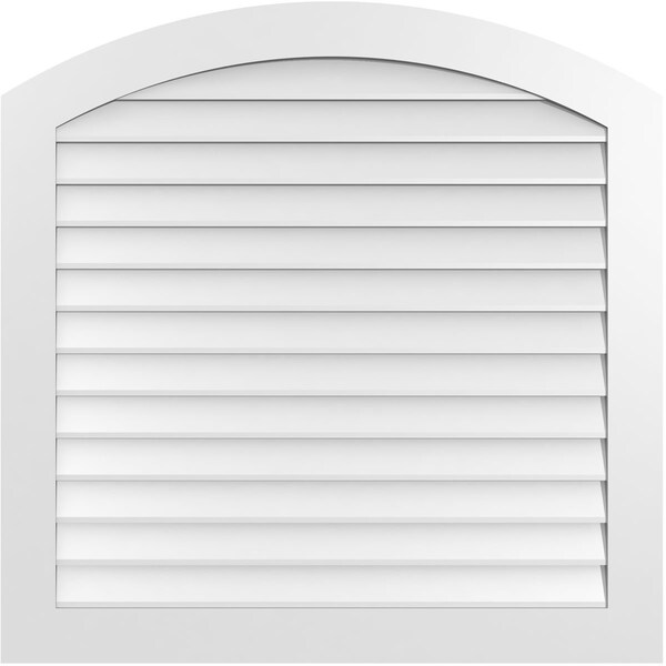 Ekena Millwork Arch Top Surface Mount PVC Gable Vent: Functional, w/ 3-1/2"W x 1"P Standard Frame, 42"W x 42"H - GVPAR42X4201SF