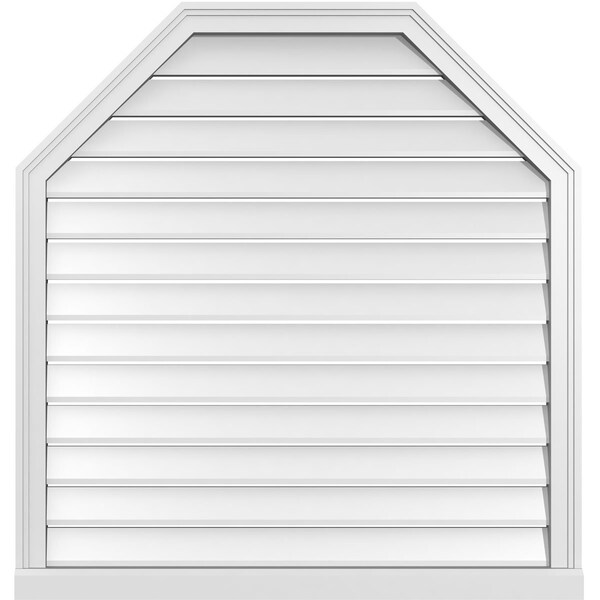 Ekena Millwork Octagonal Top Surface Mount PVC Gable Vent w/ 2"W x 2"P Brickmould Sill Frame, 38"W x 40"H - GVPOT38X4003SF