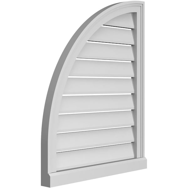 Ekena Millwork Quarter Round Top Left Surface Mount PVC Gable Vent w/ 2"W x 2"P Brickmould Sill Frame, 24"W x 30"H - GVPQL24X3003SF