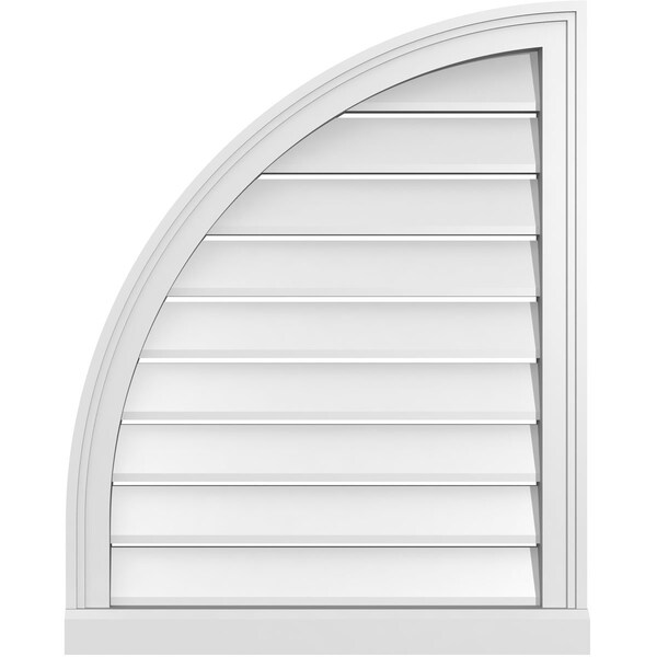 Ekena Millwork Quarter Round Top Left Surface Mount PVC Gable Vent w/ 2"W x 2"P Brickmould Sill Frame, 24"W x 30"H - GVPQL24X3003SF