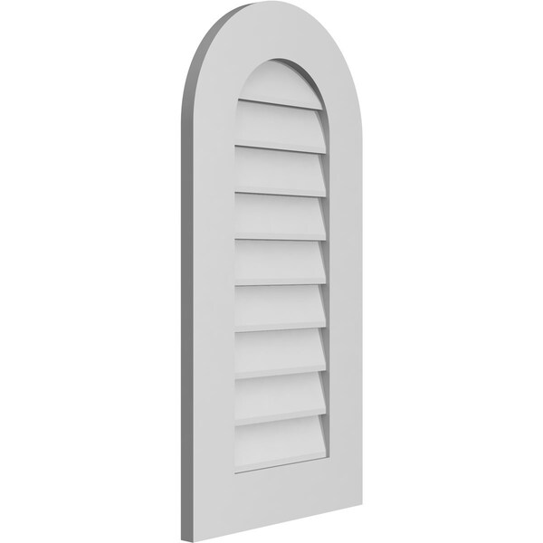 Ekena Millwork Round Top Surface Mount PVC Gable Vent: Non-Functional, w/ 3-1/2"W x 1"P Standard Frame, 16"W x 32"H - GVPRT16X3201SN