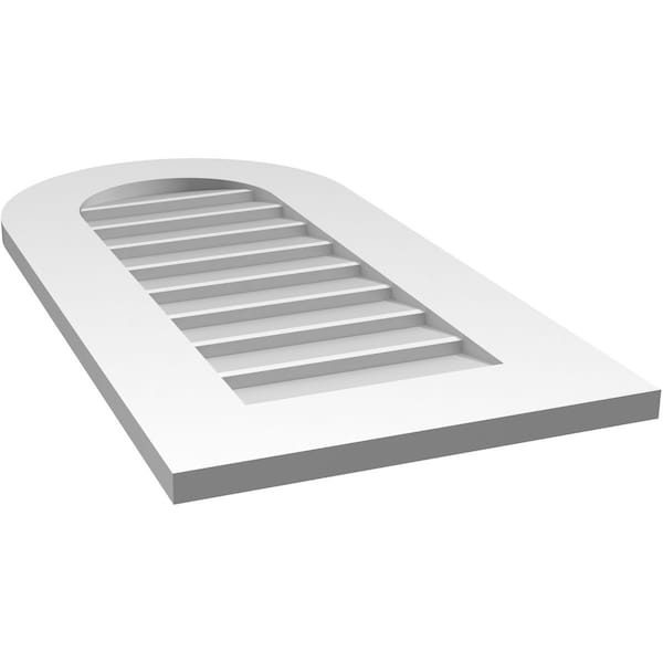 Ekena Millwork Round Top Surface Mount PVC Gable Vent: Non-Functional, w/ 3-1/2"W x 1"P Standard Frame, 16"W x 32"H - GVPRT16X3201SN