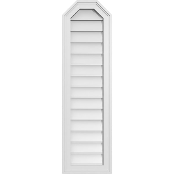 Ekena Millwork Octagonal Top Surface Mount PVC Gable Vent w/ 2"W x 1-1/2"P Brickmould Frame, 12"W x 42"H - GVPOT12X4202SN