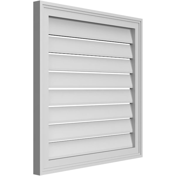 Ekena Millwork Vertical Surface Mount PVC Gable Vent: Functional, w/ 2"W x 1-1/2"P Brickmould Frame, 26"W x 26"H - GVPVE26X2602SF