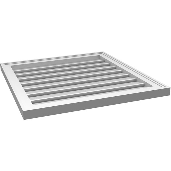 Ekena Millwork Vertical Surface Mount PVC Gable Vent: Functional, w/ 2"W x 1-1/2"P Brickmould Frame, 26"W x 26"H - GVPVE26X2602SF