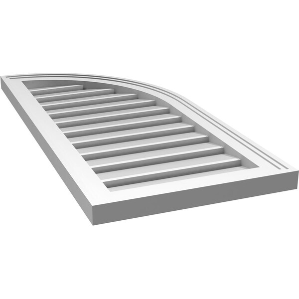 Ekena Millwork Quarter Round Top Right Surface Mount PVC Gable Vent w/ 2"W x 1-1/2"P Brickmould Frame, 16"W x 34"H - GVPQR16X3402SF