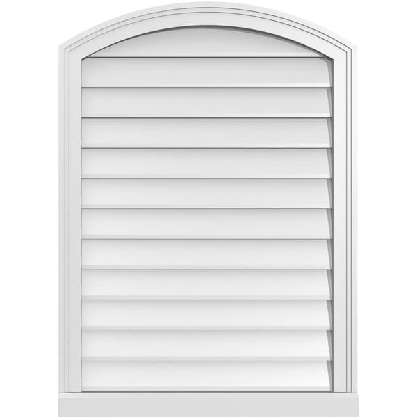Ekena Millwork Arch Top Surface Mount PVC Gable Vent: Functional, w/ 2"W x 2"P Brickmould Sill Frame, 26"W x 36"H - GVPAR26X3603SF