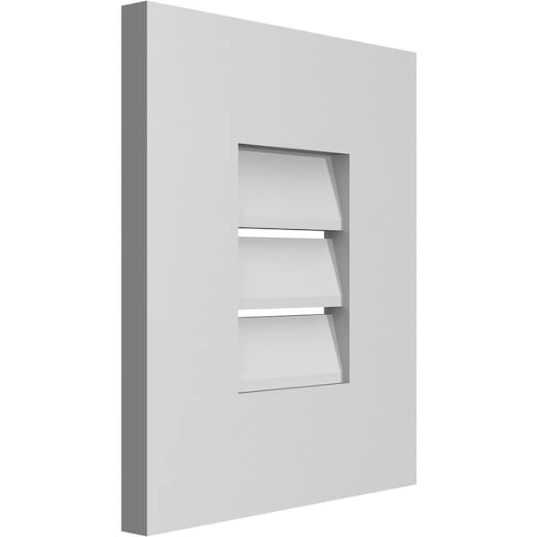 Ekena Millwork Vertical Surface Mount PVC Gable Vent: Functional, w/ 3-1/2"W x 1"P Standard Frame, 12"W x 14"H - GVPVE12X1401SF