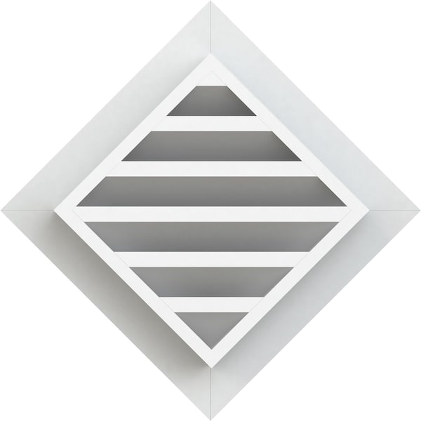Ekena Millwork Diamond Gable Vent Functional, PVC Gable Vent w/ 1" x 4" Flat Trim Frame, 24"W x 24"H - GVPDI24X2401FUN