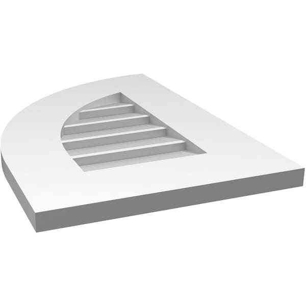Ekena Millwork Quarter Round Top Left Surface Mount PVC Gable Vent w/ 3-1/2"W x 1"P Standard Frame, 14"W x 20"H - GVPQL14X2001SN