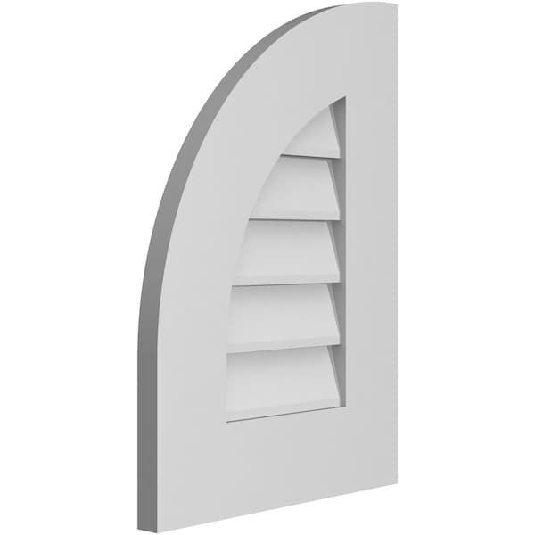 Ekena Millwork Quarter Round Top Left Surface Mount PVC Gable Vent w/ 3-1/2"W x 1"P Standard Frame, 14"W x 20"H - GVPQL14X2001SN