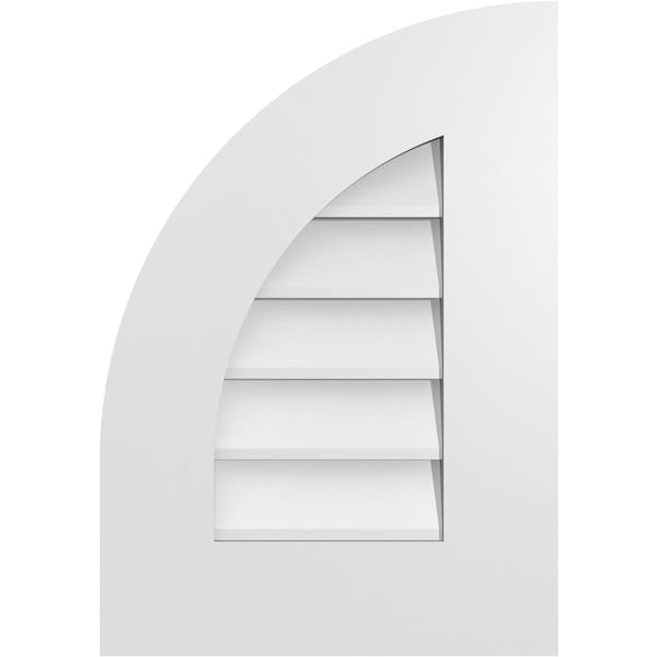 Ekena Millwork Quarter Round Top Left Surface Mount PVC Gable Vent w/ 3-1/2"W x 1"P Standard Frame, 14"W x 20"H - GVPQL14X2001SN