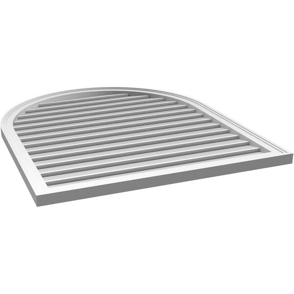 Ekena Millwork Round Top Surface Mount PVC Gable Vent: Functional, w/ 2"W x 1-1/2"P Brickmould Frame, 36"W x 42"H - GVPRT36X4202SF