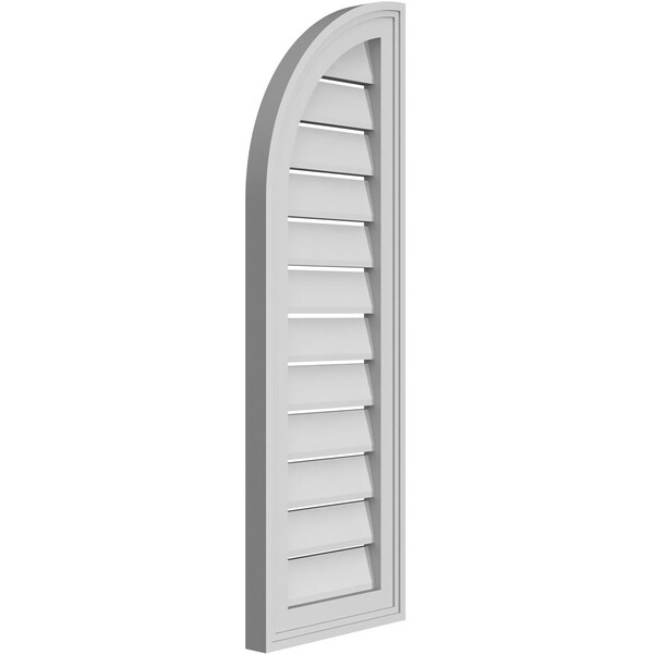 Ekena Millwork Quarter Round Top Left Surface Mount PVC Gable Vent w/ 2"W x 1-1/2"P Brickmould Frame, 12"W x 36"H - GVPQL12X3602SF