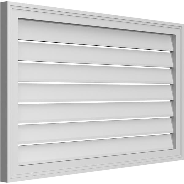 Ekena Millwork Vertical Surface Mount PVC Gable Vent: Functional, w/ 2"W x 1-1/2"P Brickmould Frame, 40"W x 24"H - GVPVE40X2402SF