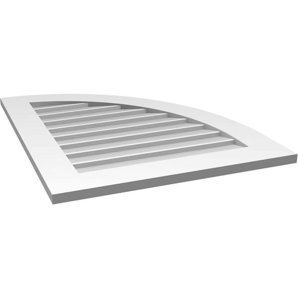 Ekena Millwork Quarter Round Top Right Surface Mount PVC Gable Vent w/ 3-1/2"W x 1"P Standard Frame, 26"W x 32"H - GVPQR26X3201SN