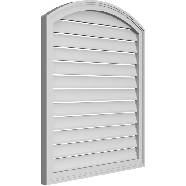 Ekena Millwork Arch Top Surface Mount PVC Gable Vent: Non-Functional, w/2"W x 1-1/2"P Brickmould Frame, 32"W x 34"H - GVPAR32X3402SN