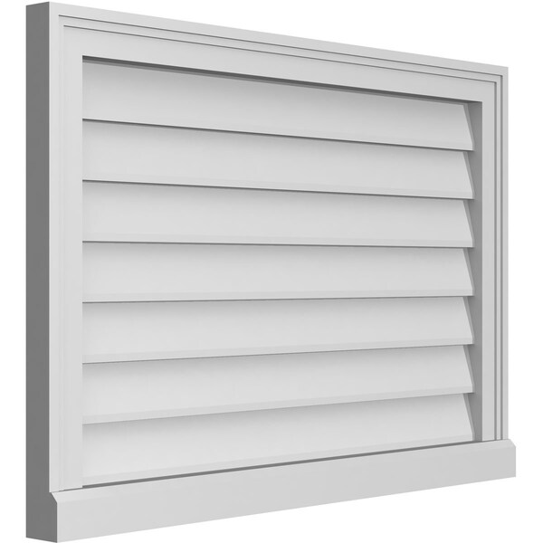 Ekena Millwork Vertical Surface Mount PVC Gable Vent w/ 2"W x 2"H , Brickmould Sill Frame, 32"W x 22"H - GVPVE32X2203SN