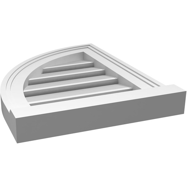 Ekena Millwork Quarter Round Top Left Surface Mount PVC Gable Vent w/ 2"W x 2"P Brickmould Sill Frame, 14"W x 18"H - GVPQL14X1803SF
