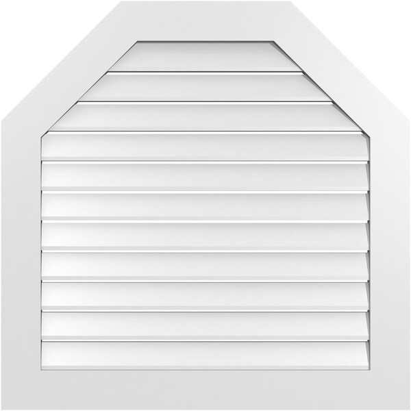 Ekena Millwork Octagonal Top Surface Mount PVC Gable Vent: Functional, w/ 3-1/2"W x 1"P Standard Frame, 36"W x 36"H - GVPOT36X3601SF