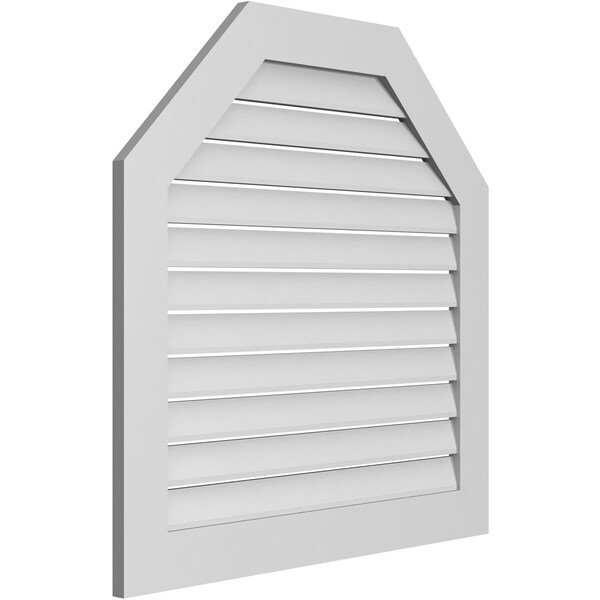 Ekena Millwork Octagonal Top Surface Mount PVC Gable Vent: Functional, w/ 3-1/2"W x 1"P Standard Frame, 36"W x 36"H - GVPOT36X3601SF