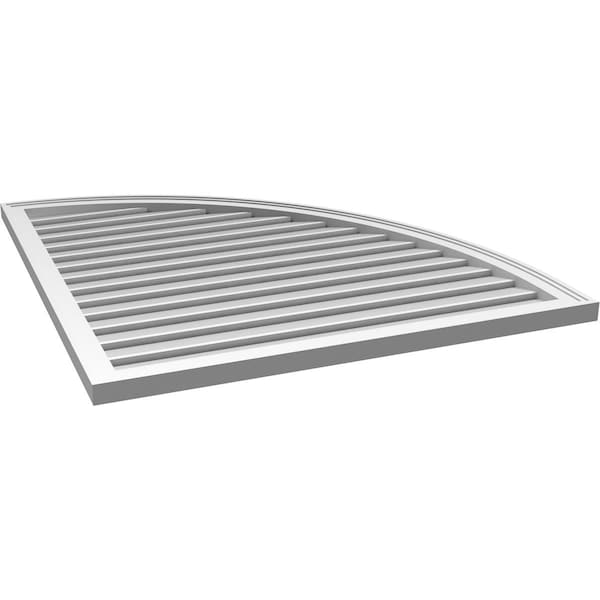 Ekena Millwork Quarter Round Top Right Surface Mount PVC Gable Vent w/ 2"W x 1-1/2"P Brickmould Frame, 38"W x 42"H - GVPQR38X4202SF