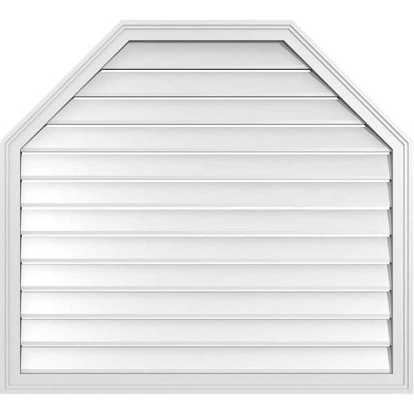 Ekena Millwork Octagonal Top Surface Mount PVC Gable Vent w/ 2"W x 1-1/2"P Brickmould Frame, 42"W x 38"H - GVPOT42X3802SF