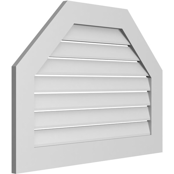 Ekena Millwork Octagonal Top Surface Mount PVC Gable Vent: Functional, w/ 3-1/2"W x 1"P Standard Frame, 36"W x 26"H - GVPOT36X2601SF